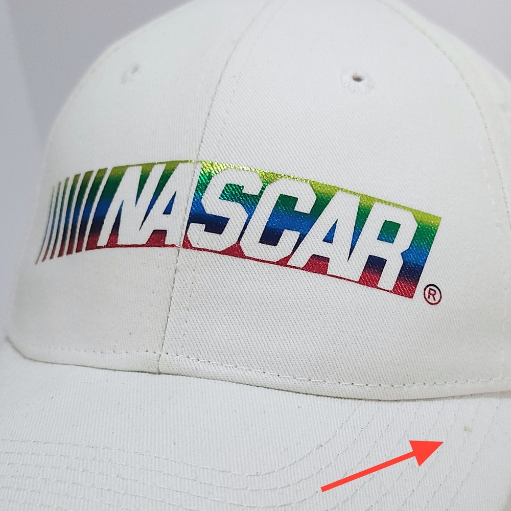 NASCAR‎ Adjustable Baseball Cap Ladies White Rainbow Foil Logo Cotton Hat NEW - Picture 8 of 8